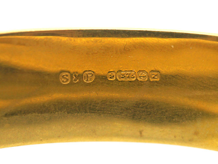 Retro 9ct Gold Bangle with Engraved Foliate Motifs