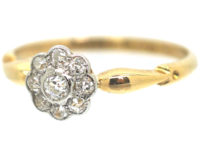 Edwardian 18ct Gold & Platinum, Diamond Daisy Cluster Ring