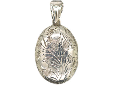 Silver Oval Engraved Locket