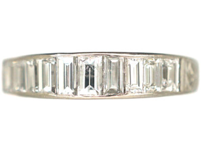 Art Deco Platinum & Baguette Diamond Half Eternity Ring