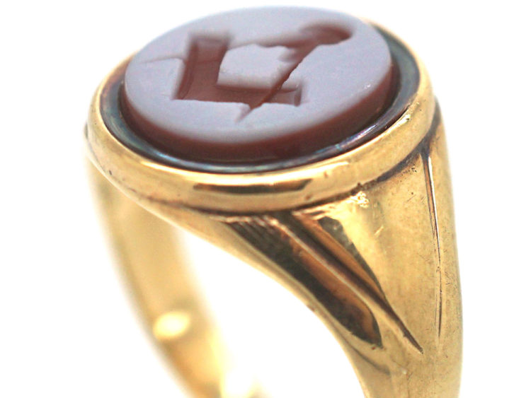 9ct Gold Ring with Carnelian Masonic Intaglio