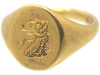 Edwardian 18ct Gold Signet Ring with Griffin Intaglio
