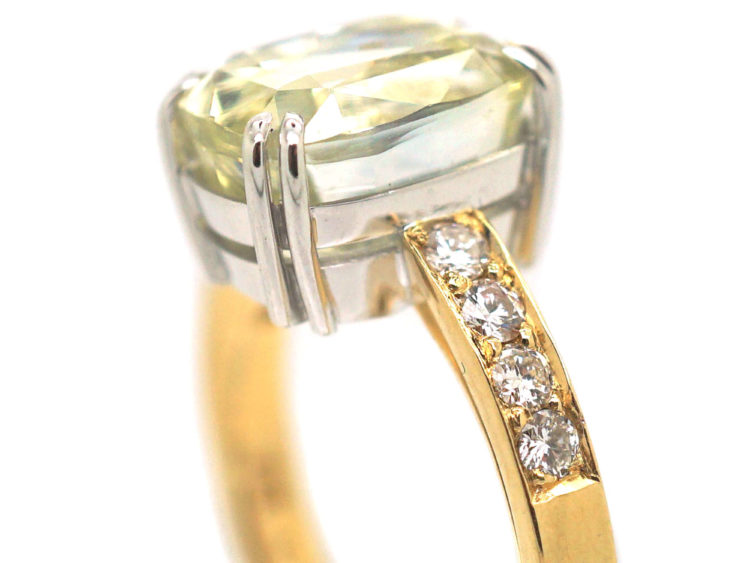 18ct Gold Yellow Ceylon Sapphire & Diamond Ring