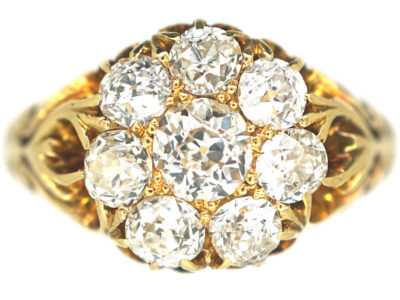Victorian 18ct Gold Diamond Cluster Ring