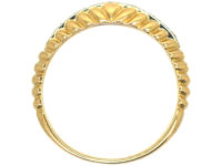 French 18ct Gold Diamond Ring with Line Pattern