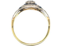 Art Deco 18ct Gold & Platinum, Sapphire & Diamond Target Ring