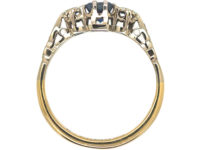 18ct White & Yellow Gold, Sapphire & Diamond Three Stone Ring