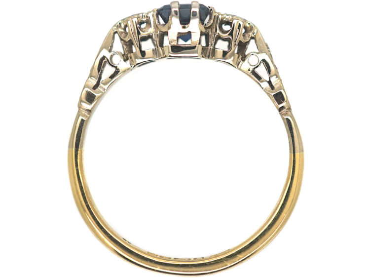 18ct White & Yellow Gold, Sapphire & Diamond Three Stone Ring