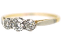 Art Deco 18ct Gold & Platinum, Three Stone Diamond Ring