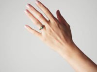 Georgian 18ct Gold Forget Me Not Chain Ring set with a Turquoise