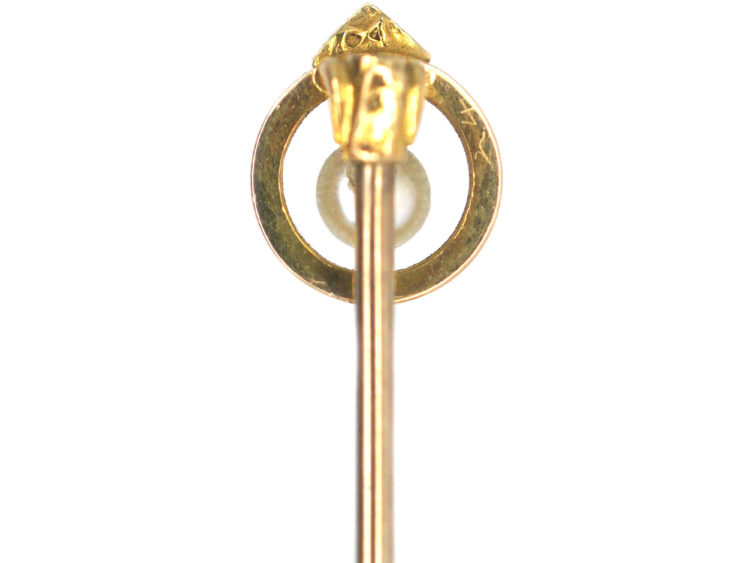 Edwardian 15ct Gold Pearl Tie Pin