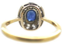 Edwardian 18ct Gold & Platinum, Sapphire & Diamond Cluster Ring