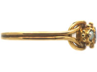 Early Victorian 18ct Gold, Ruby & Natural Pearl Lover's Knot Design Ring