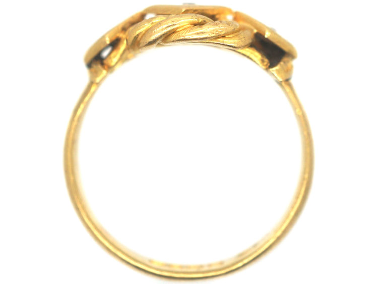 Edwardian 18ct Gold Knot Ring set with Three Diamonds