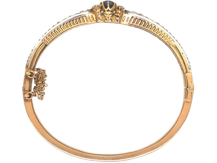 Edwardian 15ct Gold, Sapphire & Diamond Bangle
