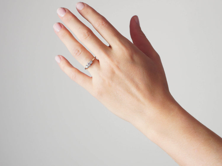 Art Deco 18ct Gold & Platinum, Three Stone Diamond Ring