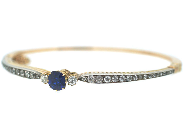 Edwardian 15ct Gold, Sapphire & Diamond Bangle