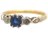 18ct White & Yellow Gold, Sapphire & Diamond Three Stone Ring