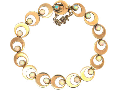 Edwardian 15ct Gold & Opal Interlinked Circles Bracelet