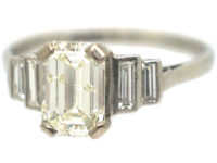 Art Deco Platinum Five Stone Diamond Ring