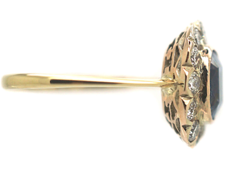 Edwardian 18ct Gold , Sapphire & Diamond Cluster Ring
