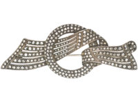 Art Deco Large Silver & Marcasite Bow Brooch