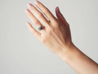 Edwardian 18ct Gold & Platinum, Sapphire & Diamond Crossover Ring
