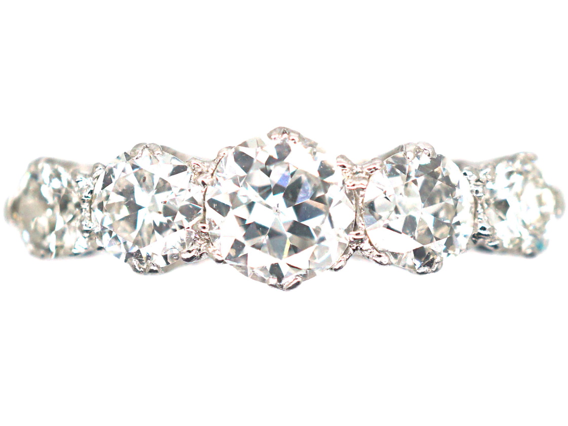 18ct White Gold & Diamond Five Stone Ring (695P) | The Antique ...