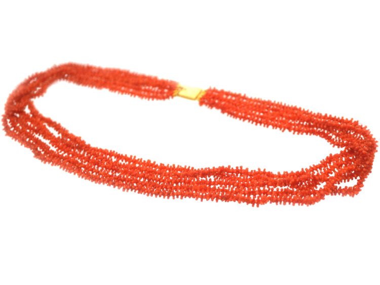 Georgian Five Row Carved Coral Necklace