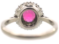 18ct White Gold Pink Tourmaline & Diamond Cluster Ring