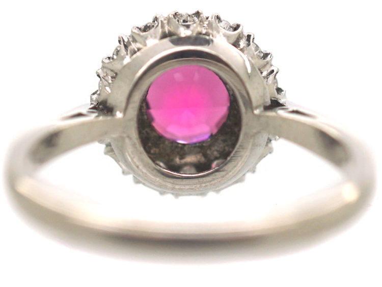 18ct White Gold Pink Tourmaline & Diamond Cluster Ring