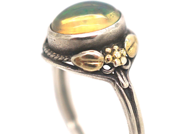 Arts & Crafts Silver & Gold, Water Opal Ring