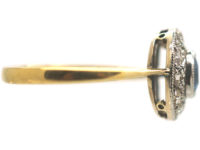 Edwardian 18ct Gold & Platinum, Sapphire & Diamond Cluster Ring