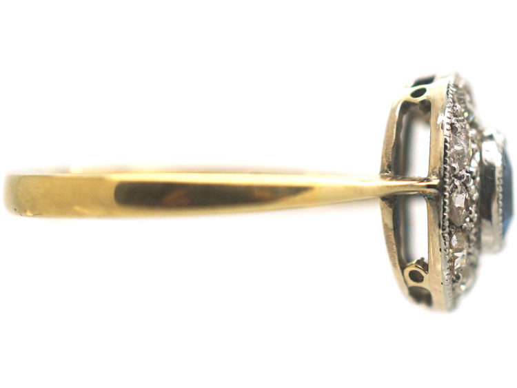Edwardian 18ct Gold & Platinum, Sapphire & Diamond Cluster Ring