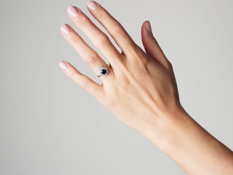 18ct Gold, Sapphire & Diamond Cluster Ring