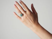Art Deco 18ct Gold, Platinum, Emerald & Diamond Target Ring