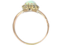 Edwardian 15ct Gold, Opal & Diamond Oval Cluster Ring