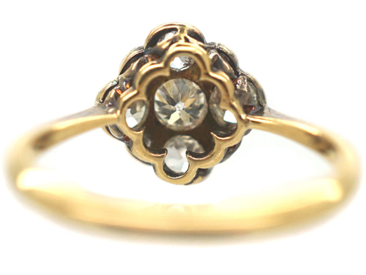 Edwardian 18ct Gold & Platinum Diamond Cluster Ring
