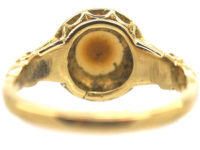 Edwardian 18ct Gold, Natural Pearl & Rose Diamond Cluster Ring
