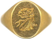 Edwardian 18ct Gold Signet Ring with Griffin Intaglio