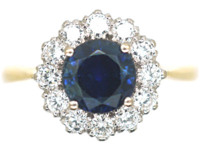 18ct Gold, Sapphire & Diamond Cluster Ring
