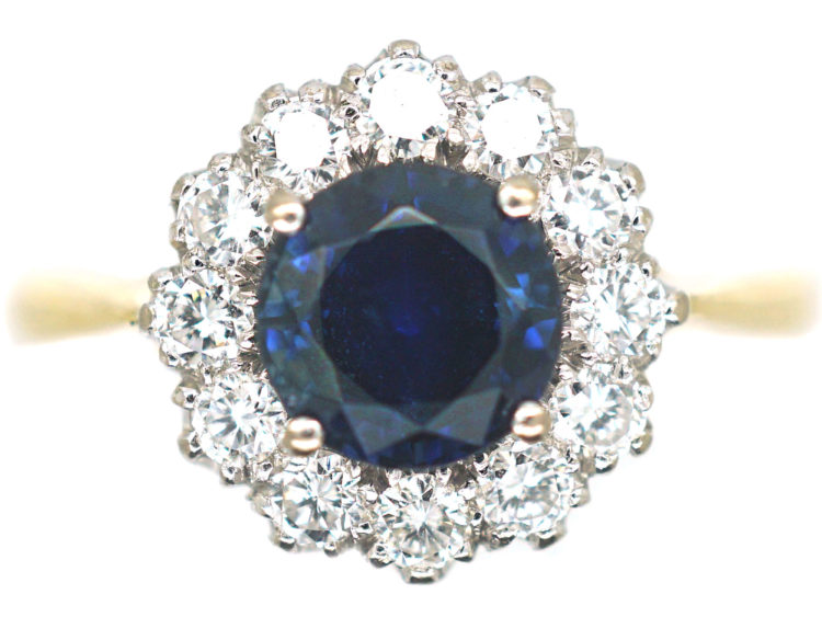 18ct Gold, Sapphire & Diamond Cluster Ring