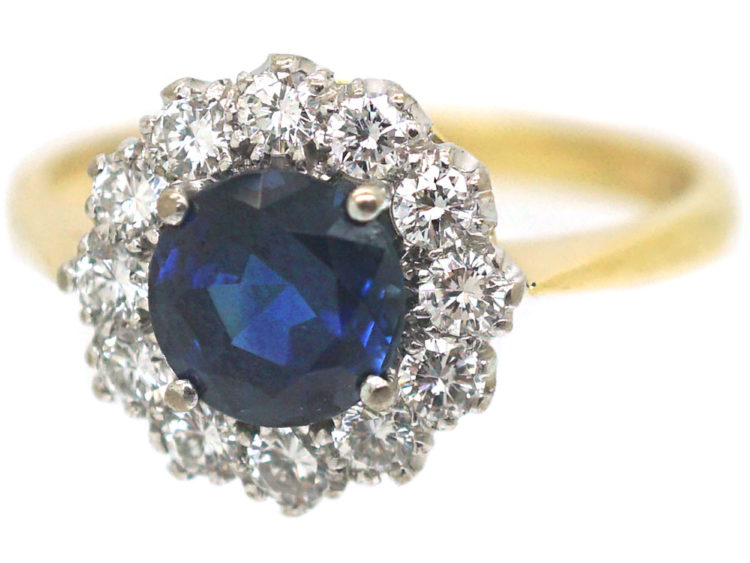 18ct Gold, Sapphire & Diamond Cluster Ring