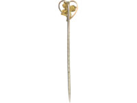 Edwardian 9ct Gold Three Leaf Clover within a Heart Tie Pin