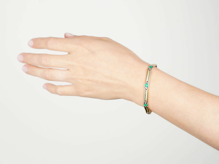 18ct White & Yellow Gold Bracelet set with Seven Emeralds