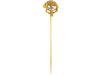 Art Nouveau 18ct Gold & Natural Pearl Winged Creature Tie Pin