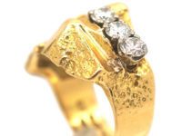 Modernist 18ct Gold Ring set with Three Diamonds by Bjorn Wekkstrom