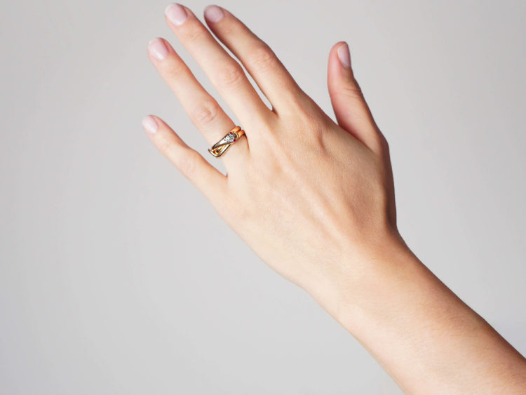 Victorian 18ct Gold Snake Ring with a Diamond Head & Ruby Eyes