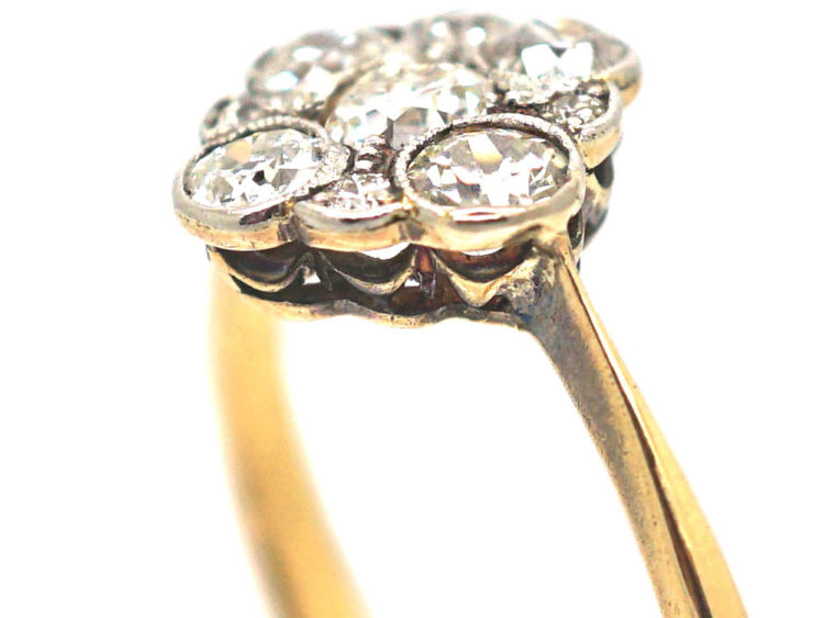 Edwardian 18ct Gold & Platinum Diamond Cluster Ring