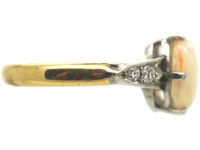 Art Deco 18ct Gold & Platinum, Opal & Diamond Ring